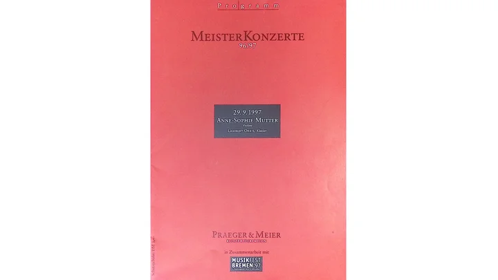 Programmheft zum Konzert von Anne-Sophie Mutter in Bremen, 29. September 1997